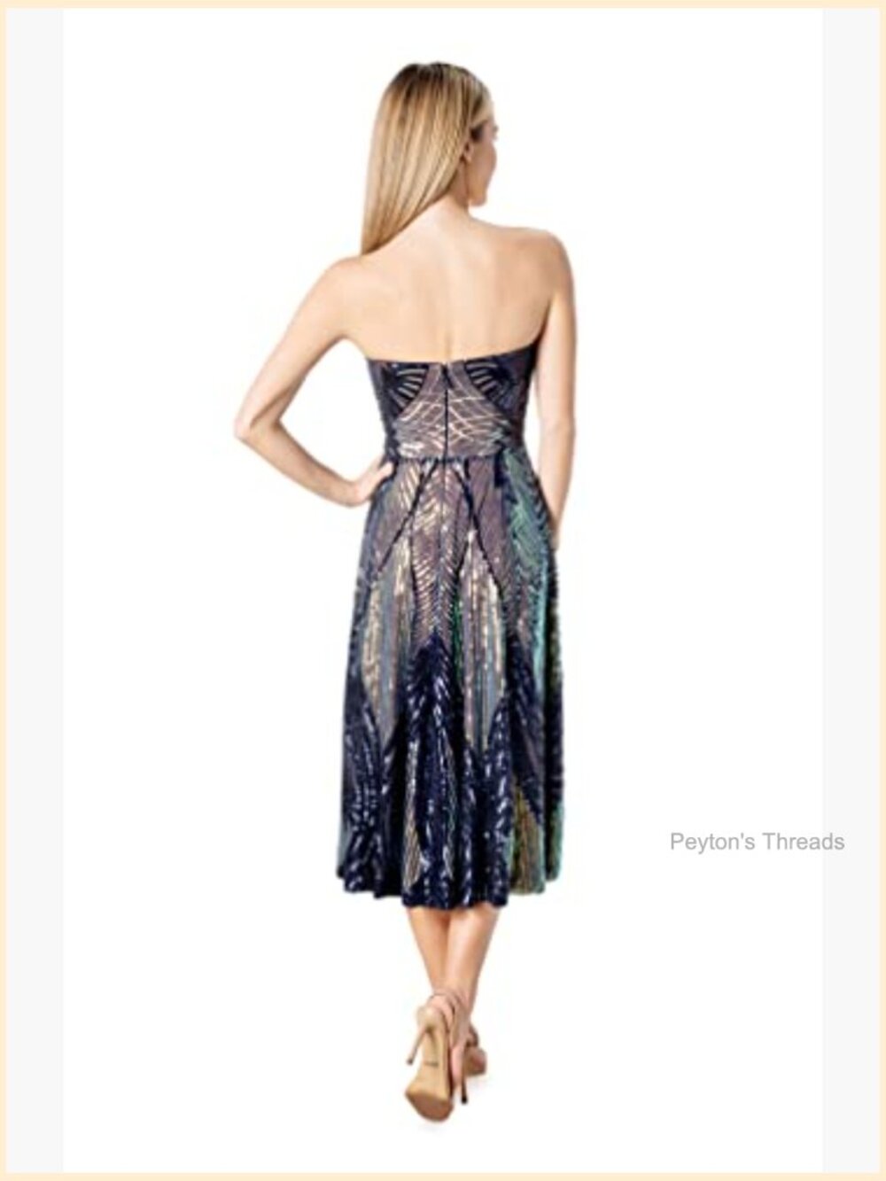Women's Ruby Fit and Flare Midi Dress with Sequin Embellishment - Picture 3 of 3